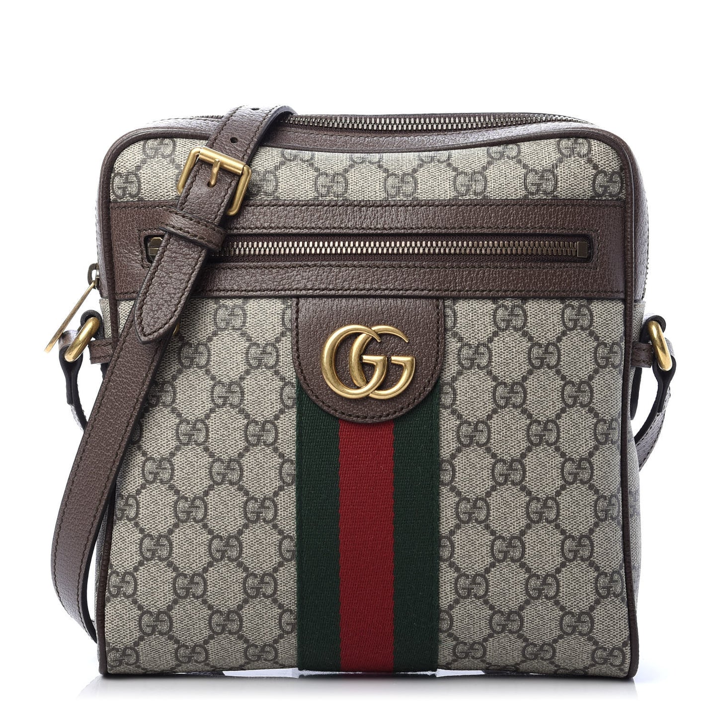GG Supreme Monogram Web Small Ophidia Messenger Bag Brown