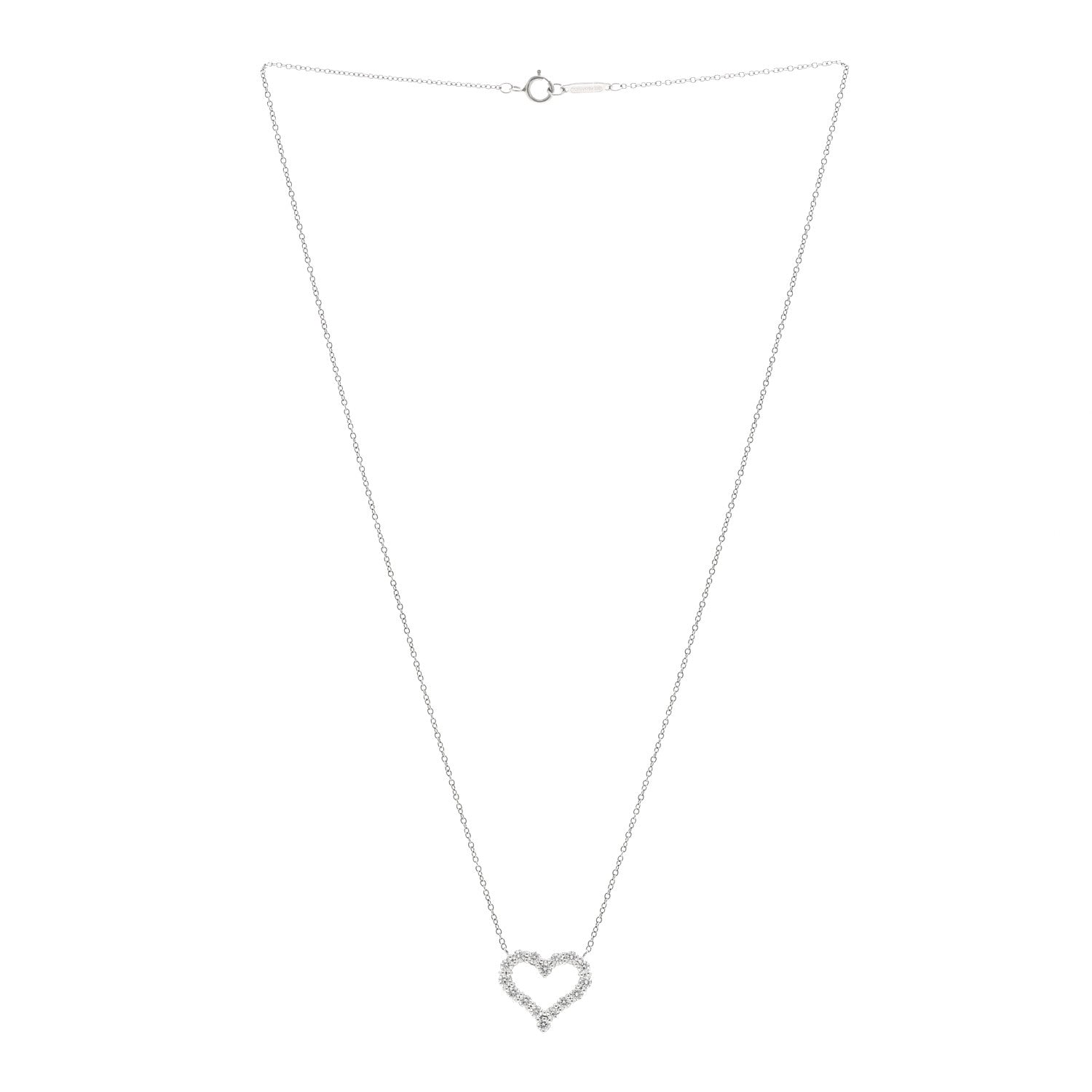 Tiffany Platinum Diamond Small Heart Pendant Necklace 3 of 5