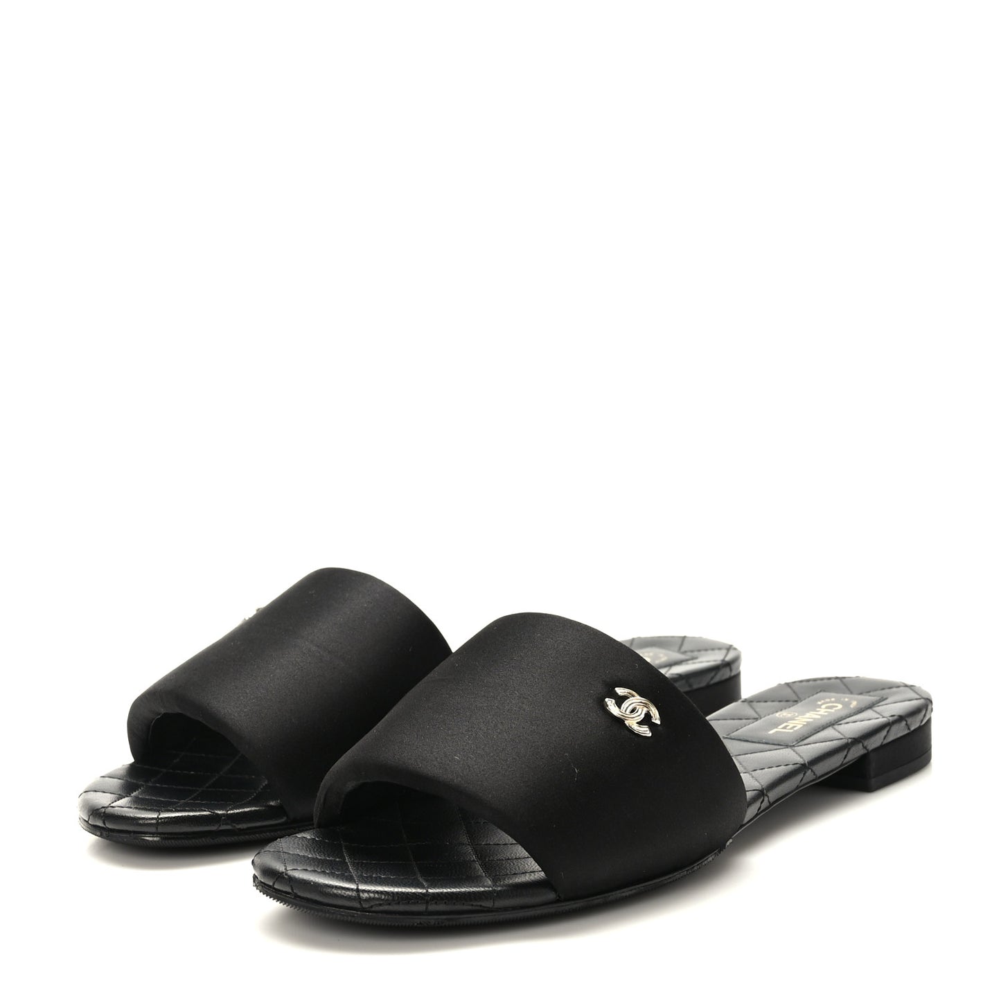 Satin Mule Sandals 41 Black