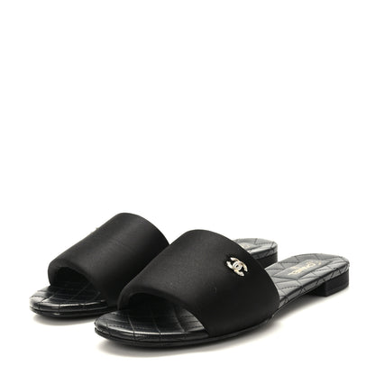 Chanel Satin Mule Sandals 41 Black 4 of 9