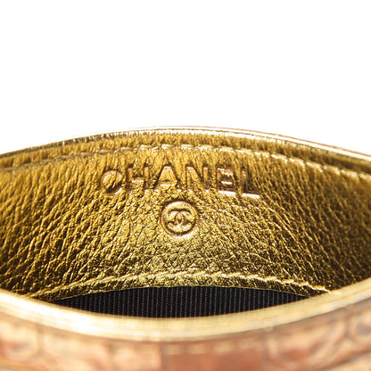 Chanel Metallic Calfskin Crocodile Embossed Cocodile Card Holder Gold 6 of 10