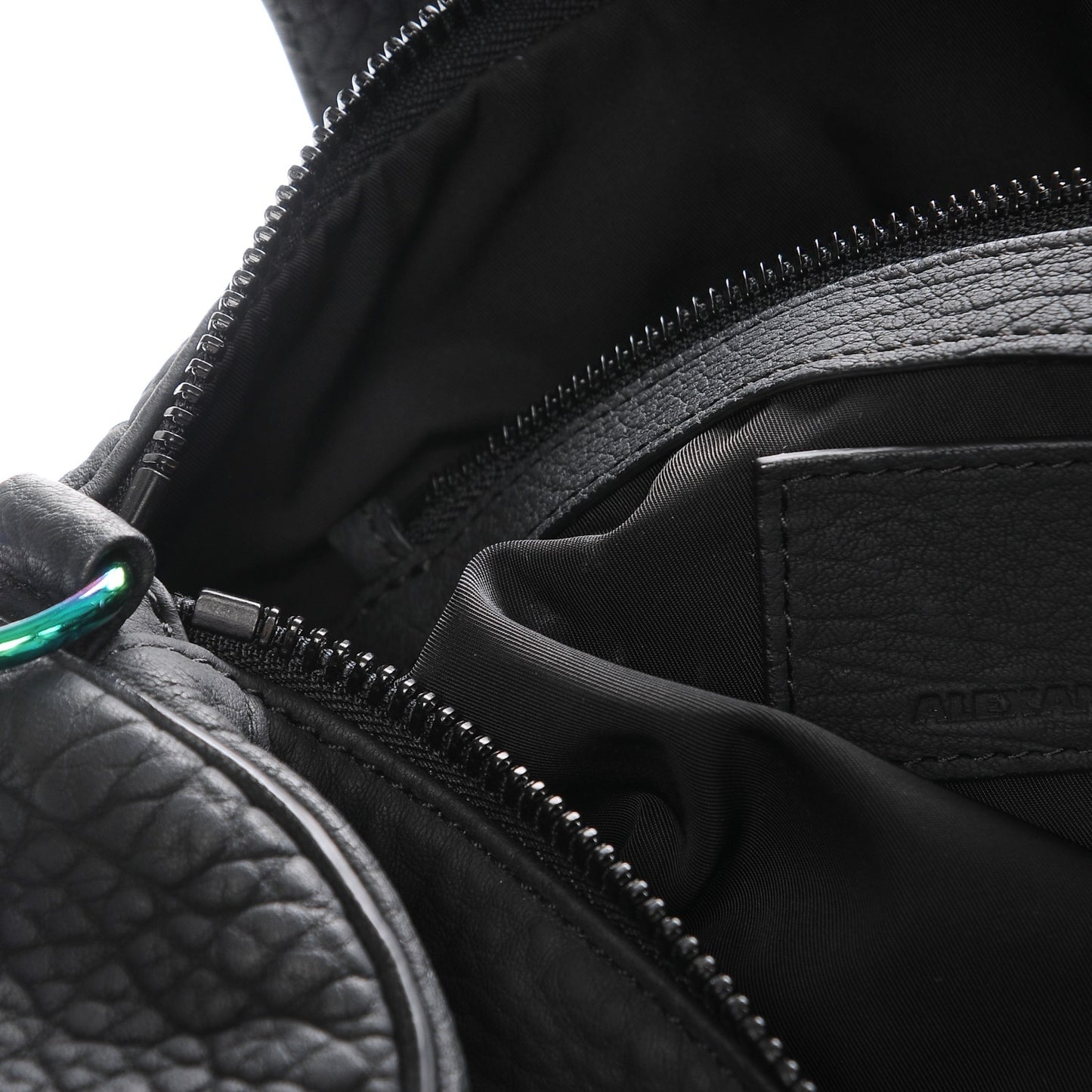 Pebbled Lambskin Rocco Matte Black Iridescent Hardware