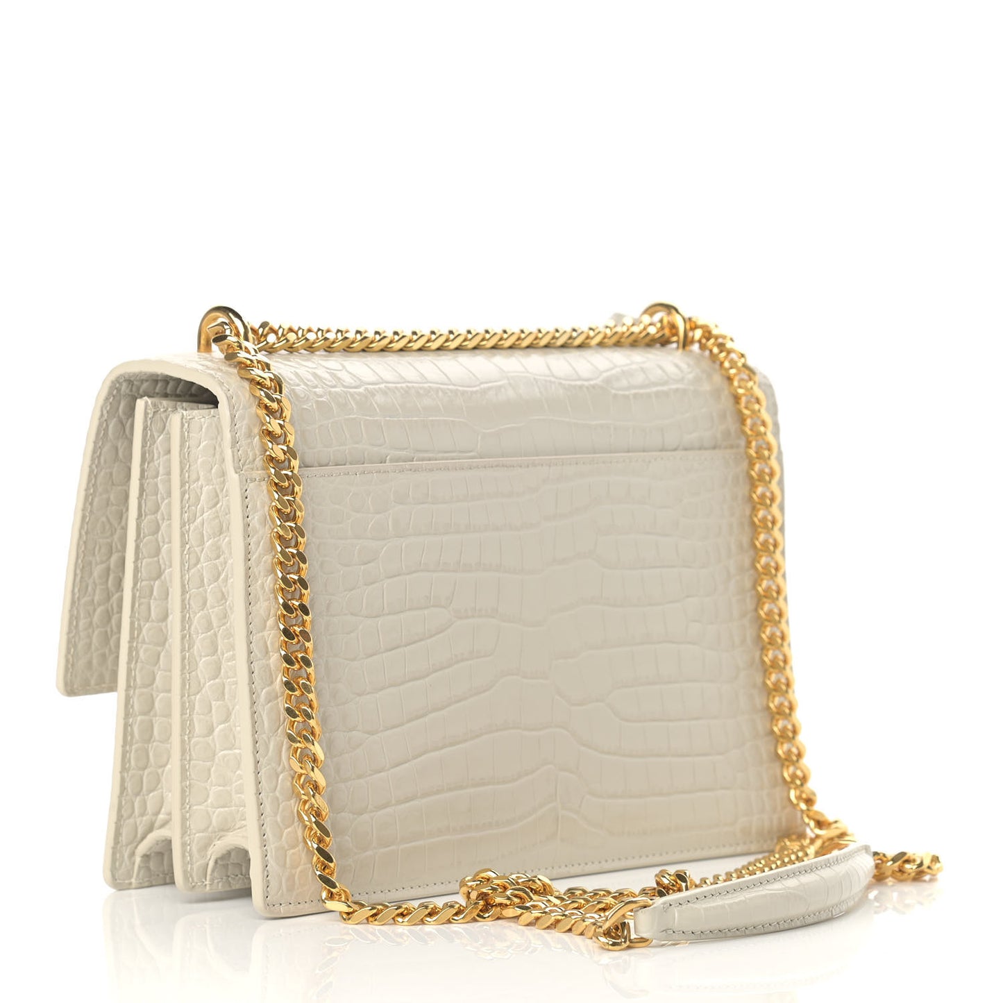 Calfskin Crocodile Embossed Medium Monogram Sunset Blanc Vintage