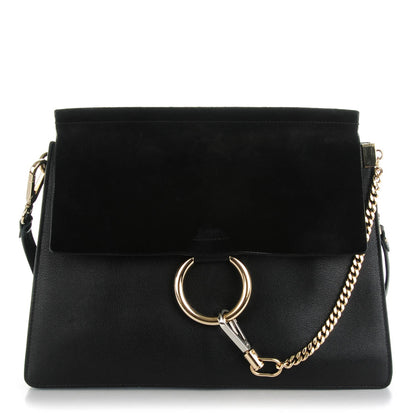 Chloe Suede Calfskin Medium Faye Shoulder Bag Black 1 of 8