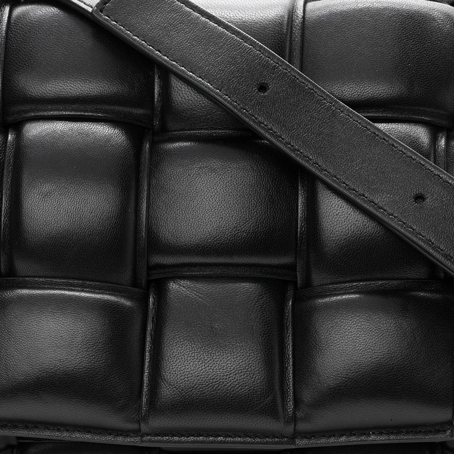 Nappa Maxi Intreccio Padded Cassette Crossbody Bag Black