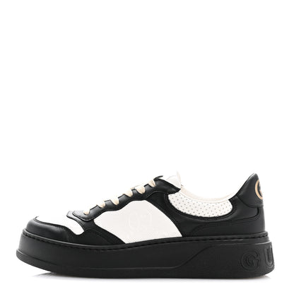 Gucci Calfskin GG Tennis Embossed Perforated Mens Interlocking G 55mm Sneakers 8.5 Black White 1 of 8