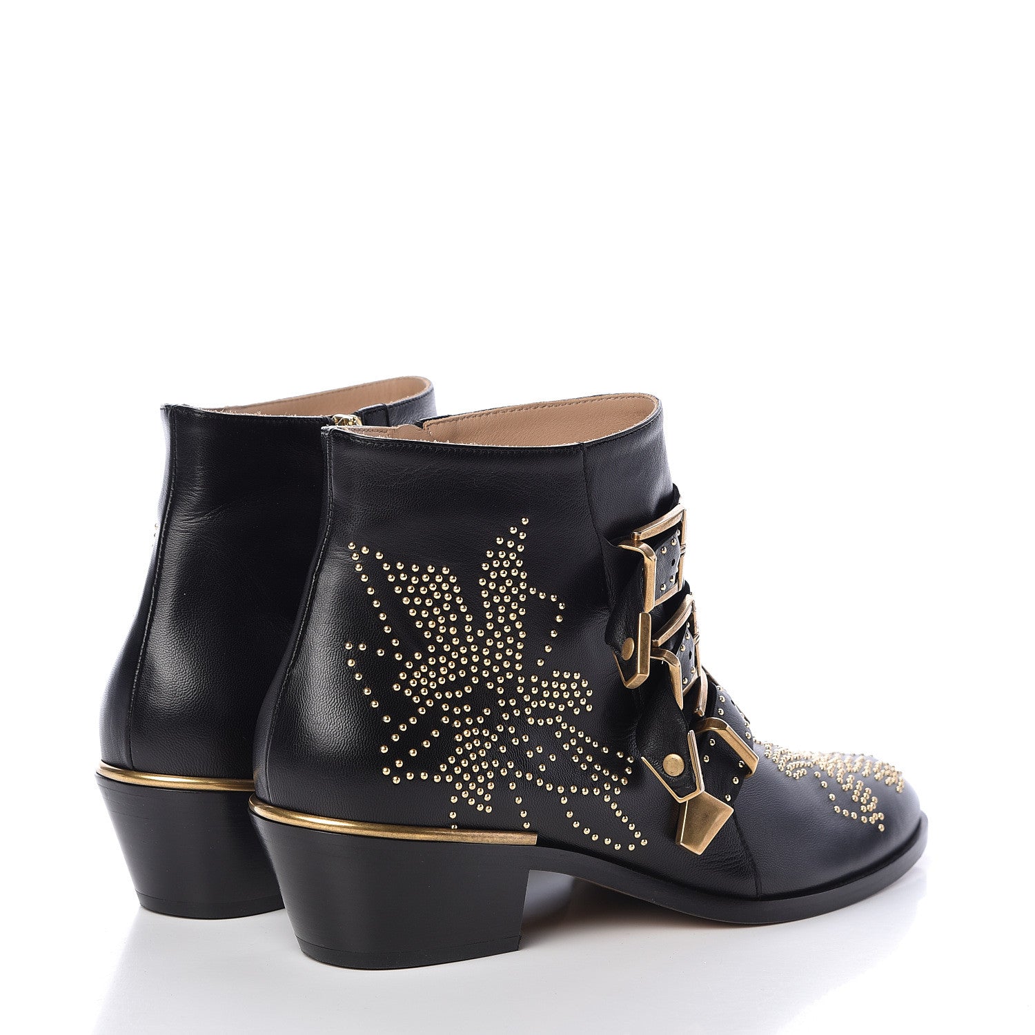 Chloe Nappa Sheepskin Studded Susanna Ankle Boots 39 Black 4 of 8
