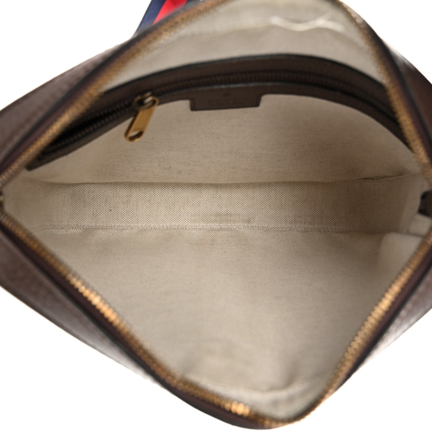 GG Supreme Monogram Textured Dollar Calfskin Web Ophidia Wristlet Shoulder Bag Beige Ebony New Acero