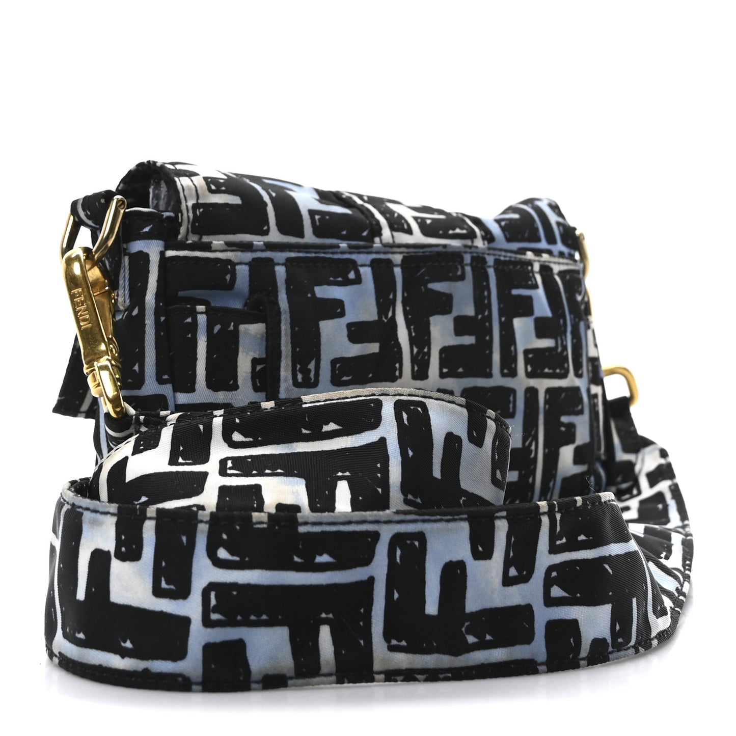 X JOSHUA VIDES Nylon FF Cloudy Mini Belt Baguette Bag White Celeste Black