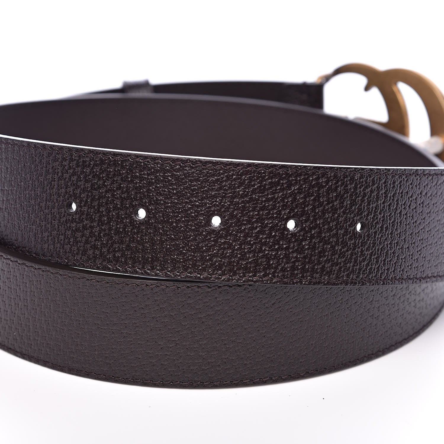 Gucci Textured Dollar Calfskin Double G 40mm Belt 100 40 Dark Cocoa 5 of 6