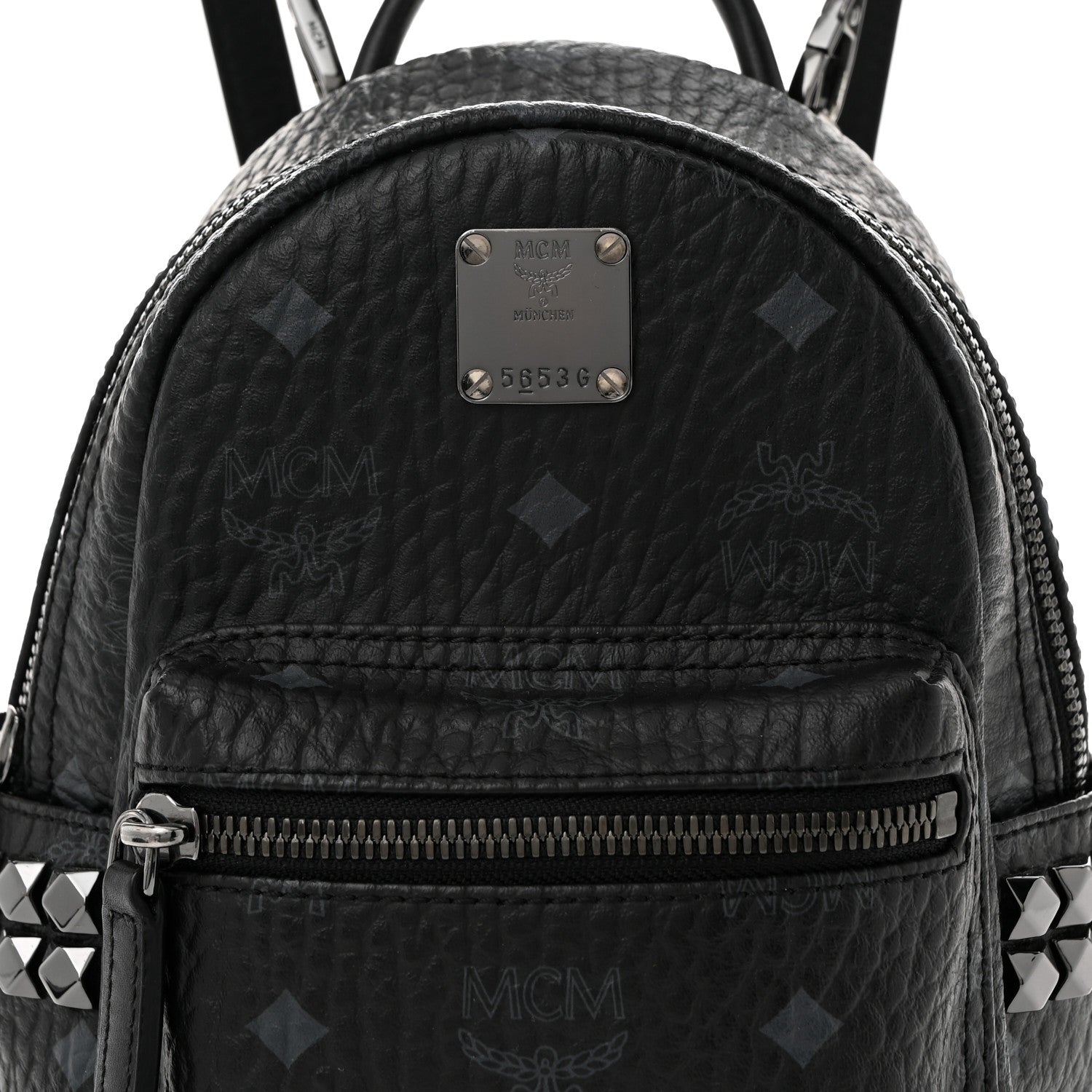 MCM Visetos Side Stud X-Mini Stark Bebe Boo Backpack Black 7 of 9