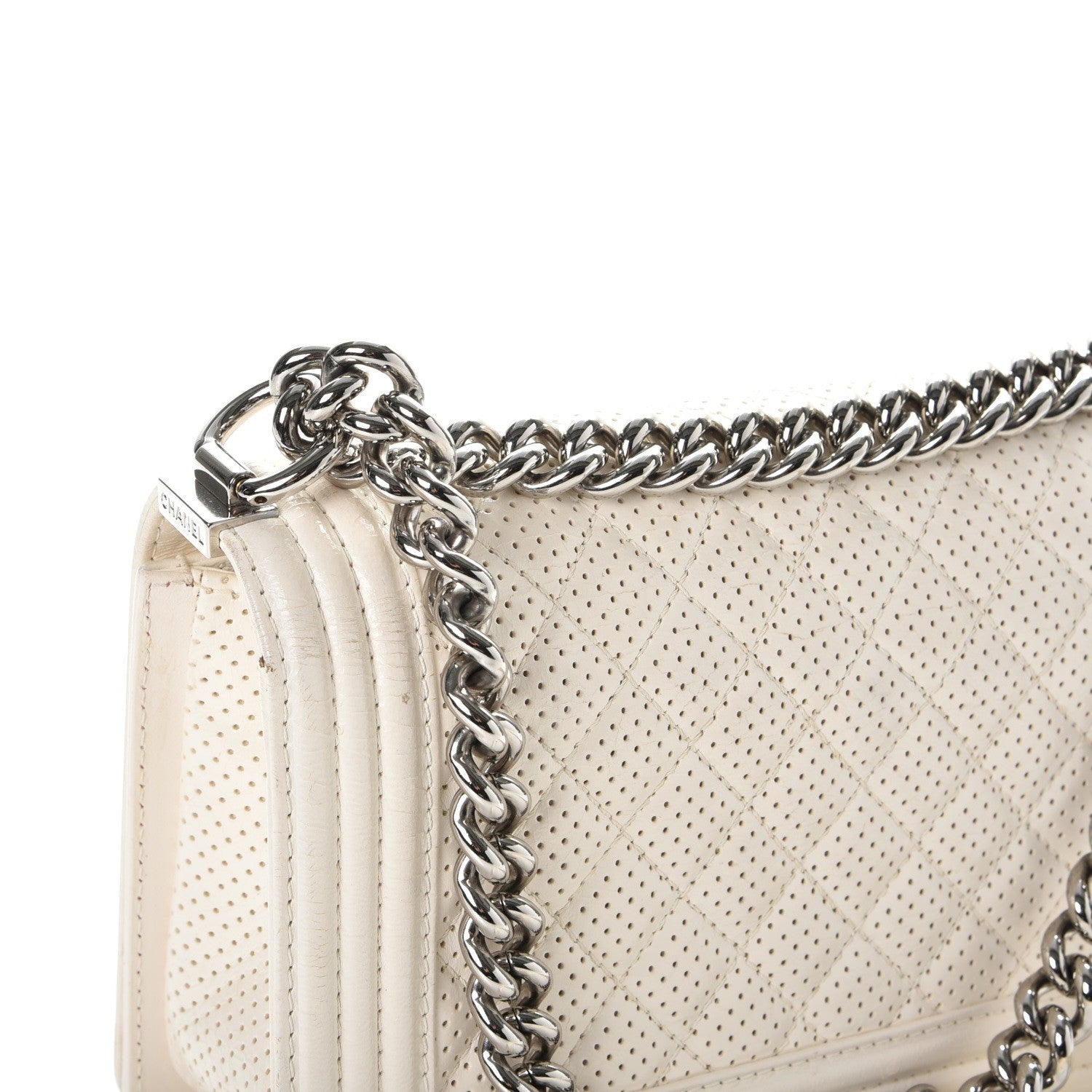 Chanel Lambskin Perforated Medium Boy Flap White 8 of 14