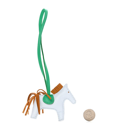 Hermes Milo Lambskin Grigri Rodeo Horse Bag Charm PM Bleu Brume Sesame Menthe 2 of 5