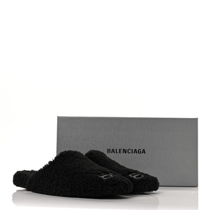 Balenciaga Faux Shearling Cosy BB Mules 38.5 Black 7 of 7