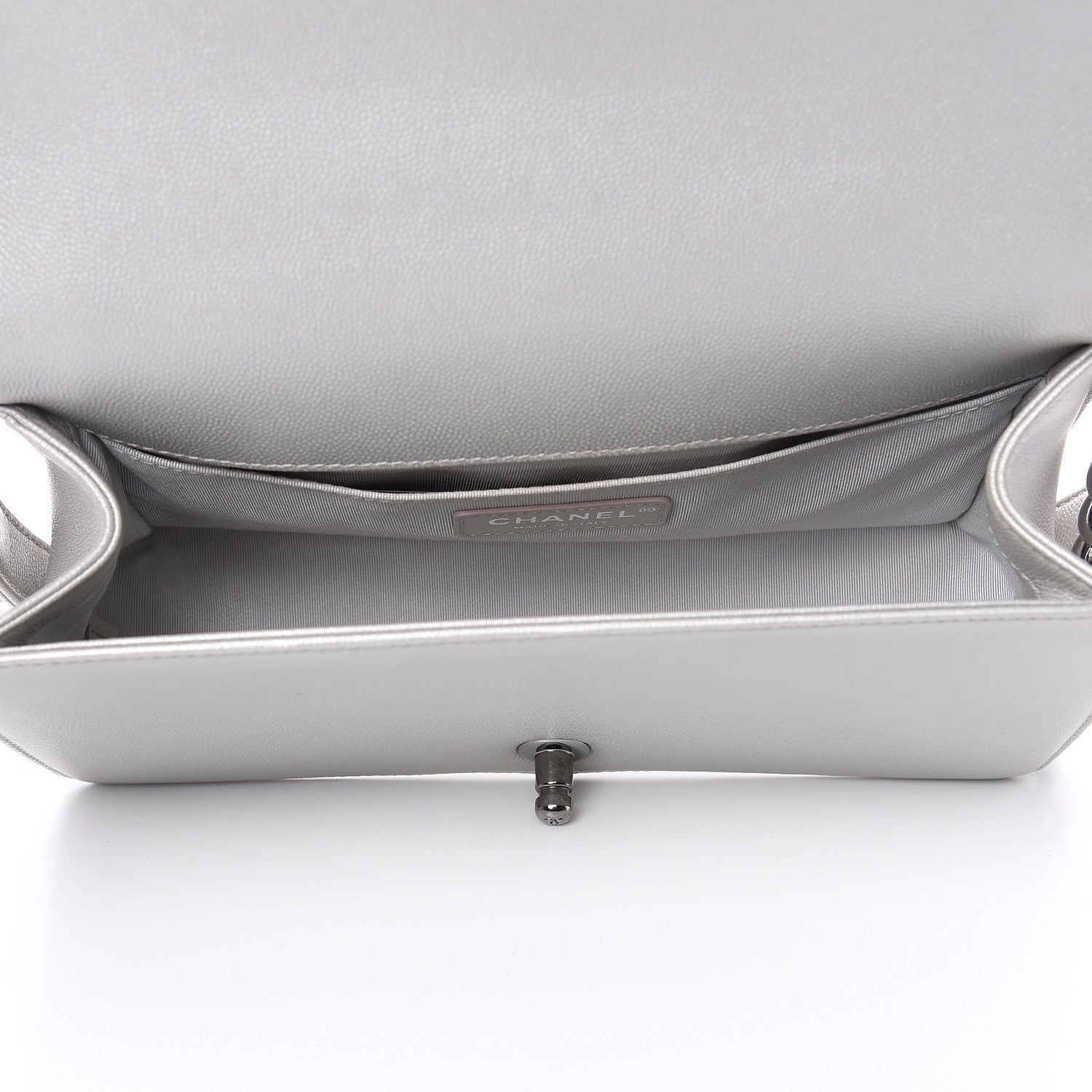 Chanel Metallic Caviar Quilted Medium Boy Flap Silver 5 of 10