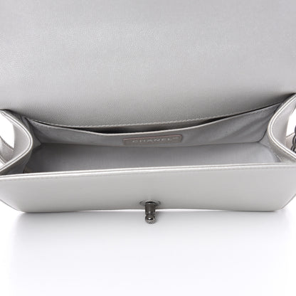 Chanel Metallic Caviar Quilted Medium Boy Flap Silver 5 of 10