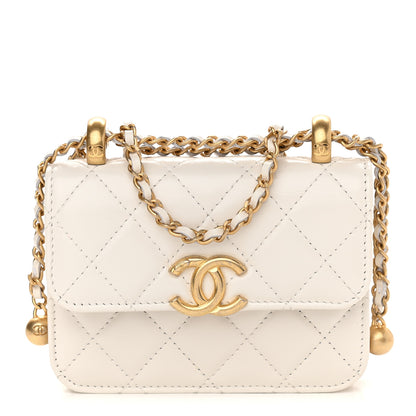 Chanel Calfskin Quilted Perfect Fit Coin Purse With Chain White 1 of 10