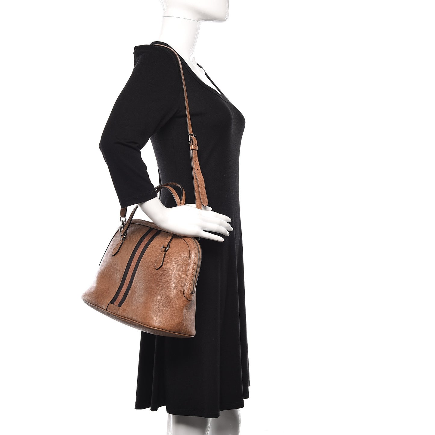 Calfskin Medium Web Dome Bag Brown