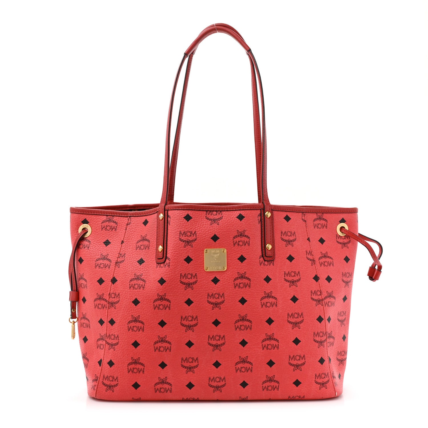 MCM Visetos Medium Reversible Shopper Project Tote Red Jaguar Brown 1 of 26