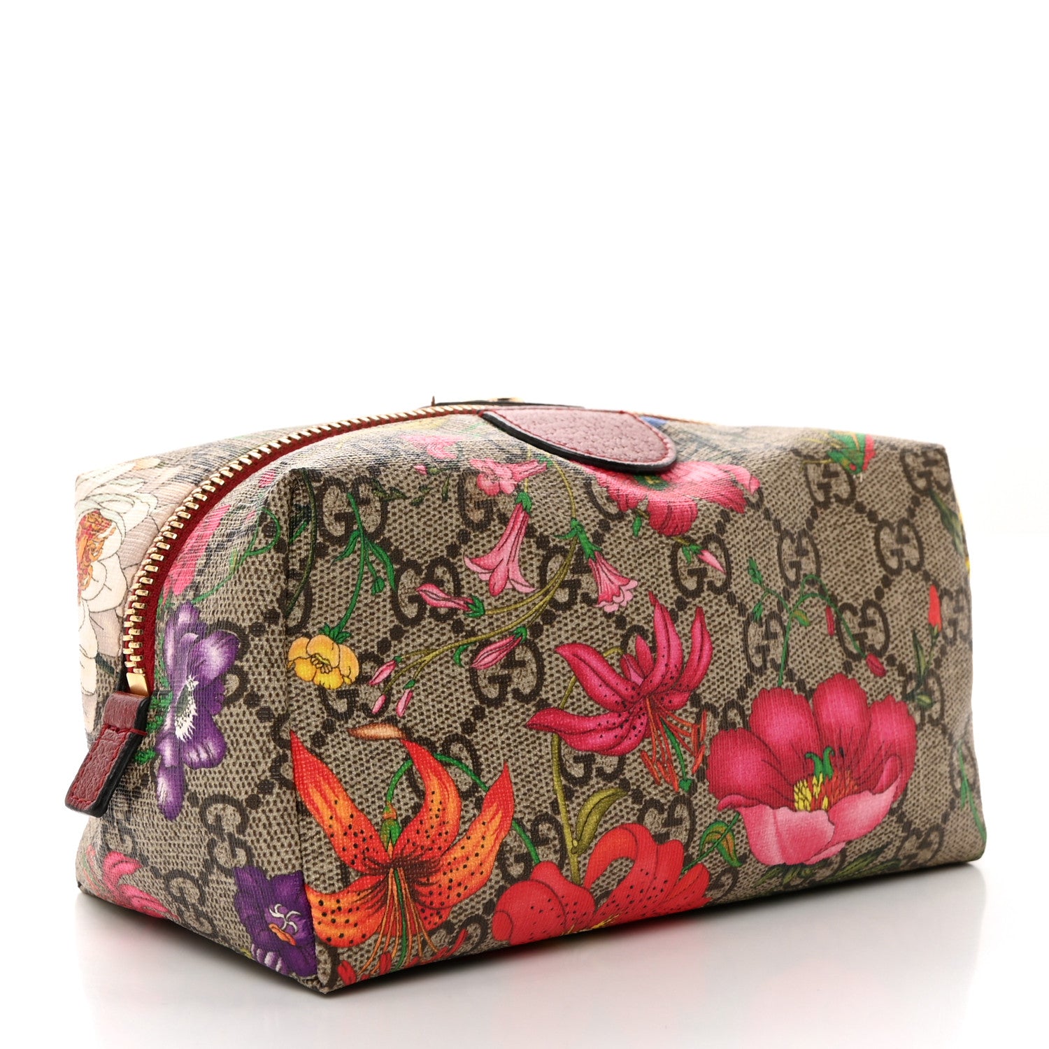 Gucci Soft GG Supreme Monogram Flora Calfskin Small Ophidia Cosmetic Case Beige Ebony Multicolor Rosso 3 of 7