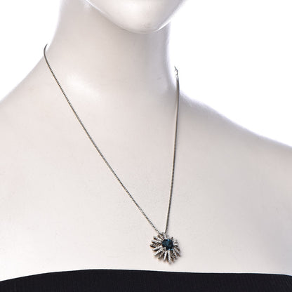 David Yurman Sterling Silver Diamond Hampton Blue Topaz 23mm Starburst Pendant Necklace 2 of 5
