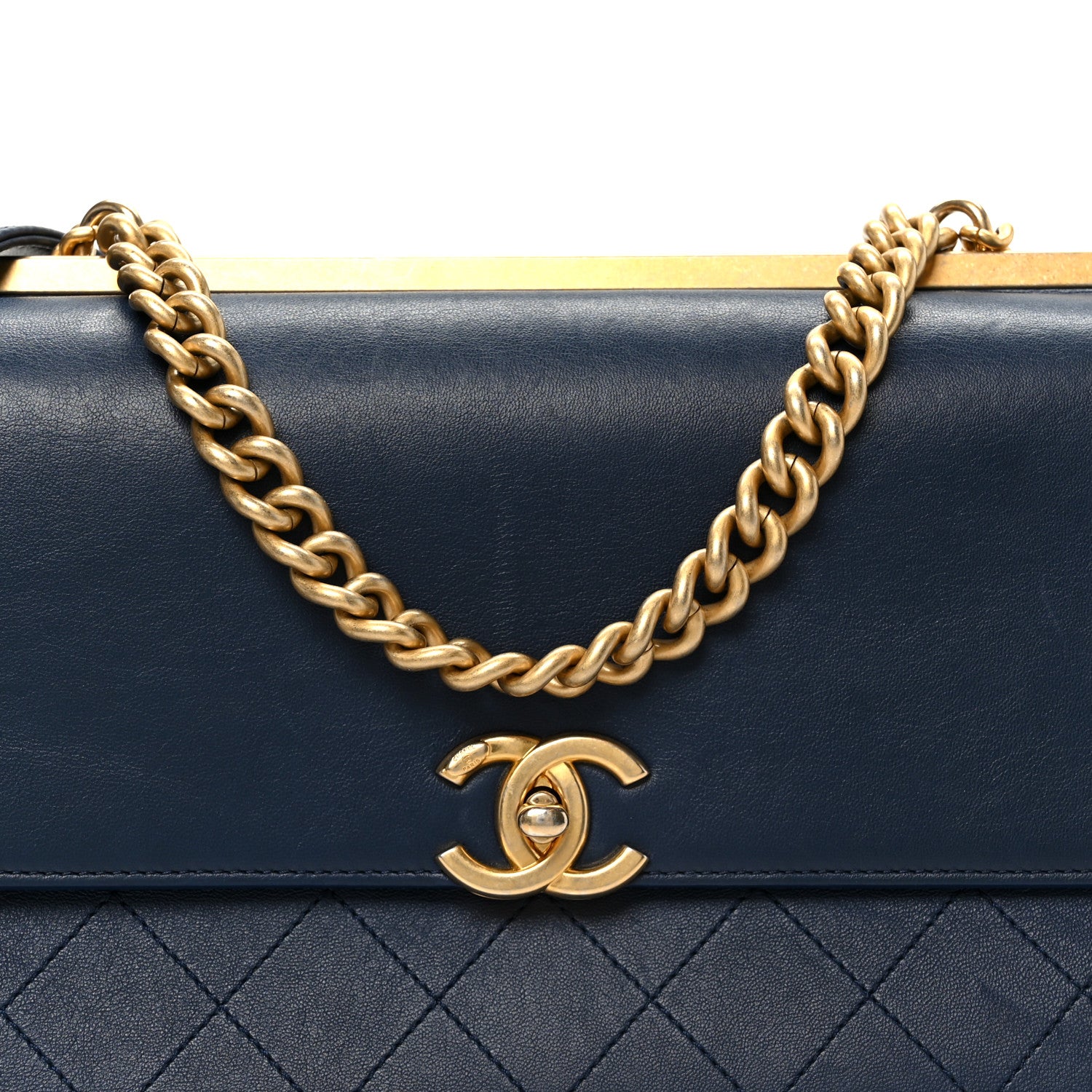 Chanel Lambskin Stitched Coco Luxe Medium Flap Blue 10 of 13