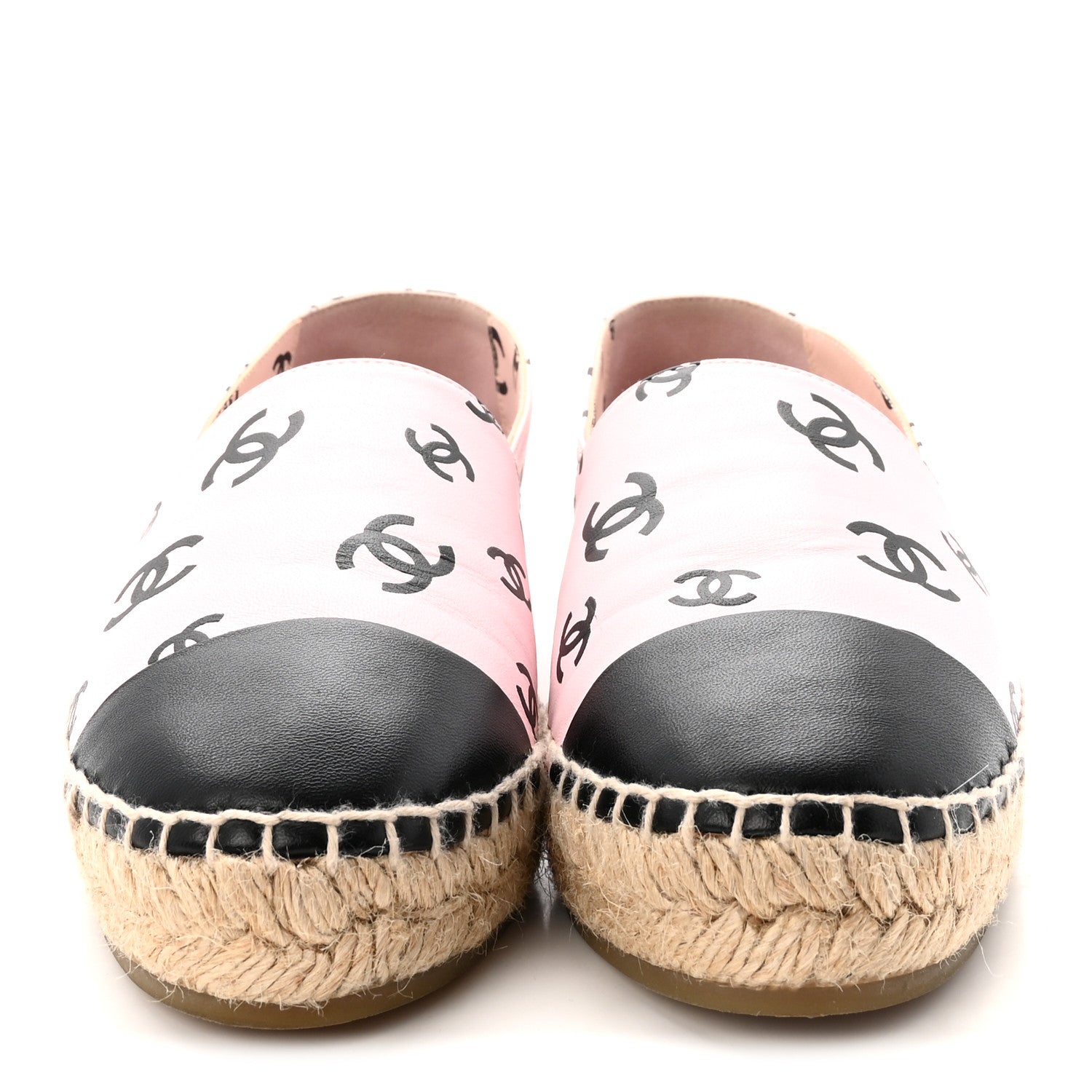 Chanel Lambskin Printed CC Espadrilles 37 Light Pink Black 3 of 9