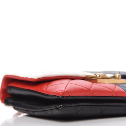 Chanel Lambskin Quilted Tri-Color Pagoda Wallet On Chain WOC Red White Blue Black 6 of 10