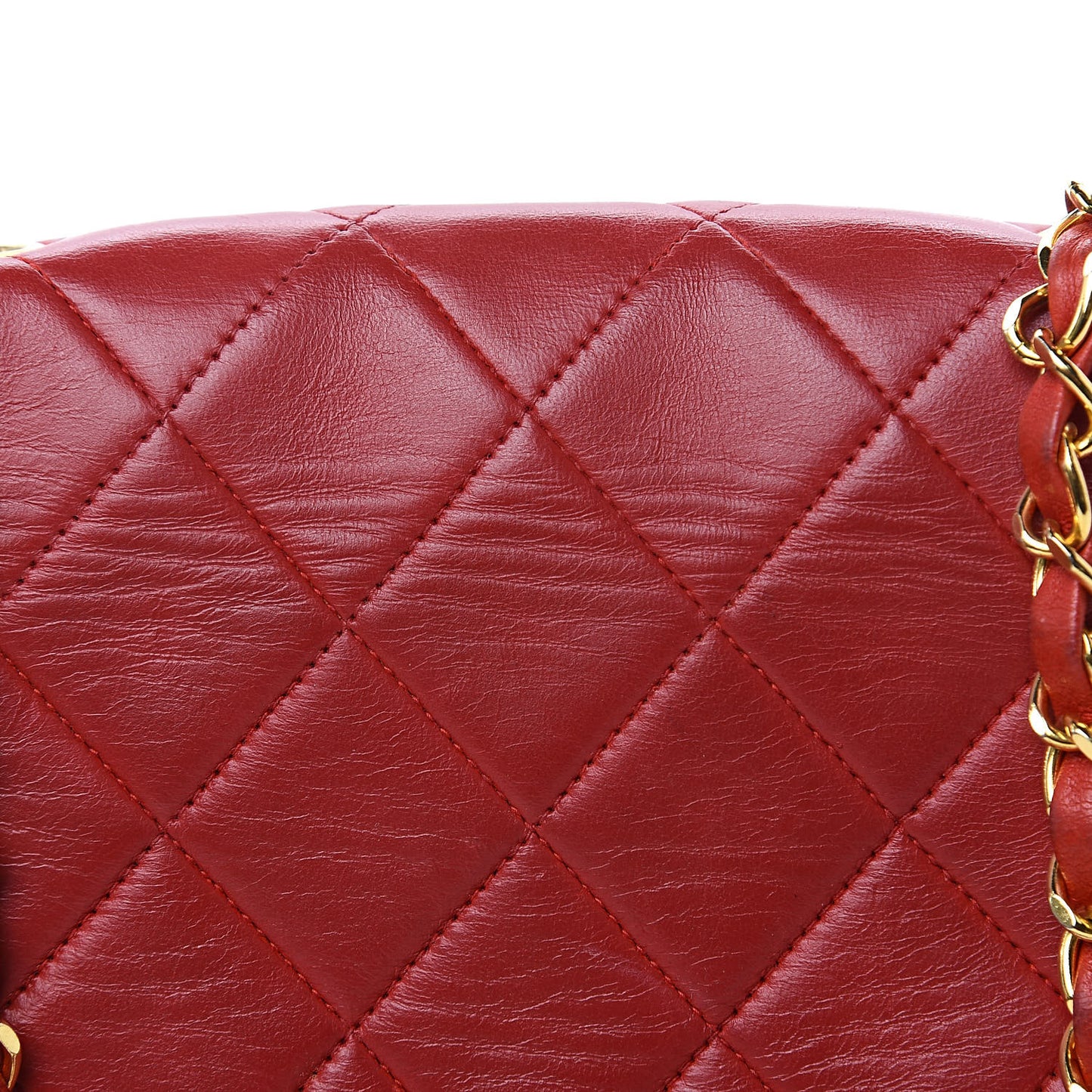 Lambskin Quilted Small Single Flap Red