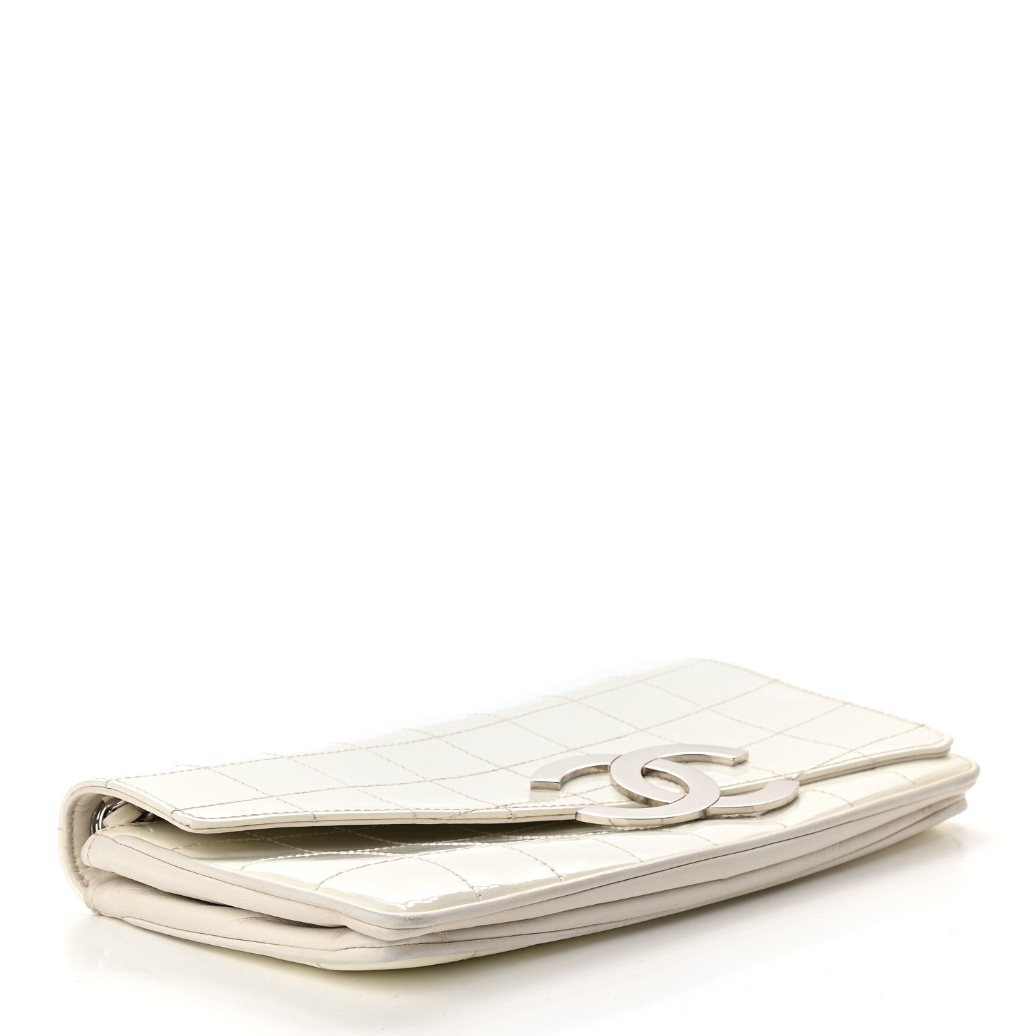 Chanel Patent Square Stitched CC Flap Clutch White 3 of 8