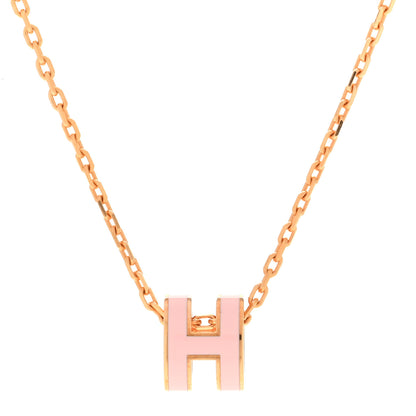 Hermes Lacquered Rose Gold Mini Pop H Pendant Necklace Rose Dragee 4 of 7