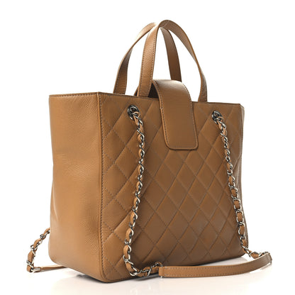 Chanel Caviar Quilted Small CC Box Shopping Tote Camel 3 of 10
