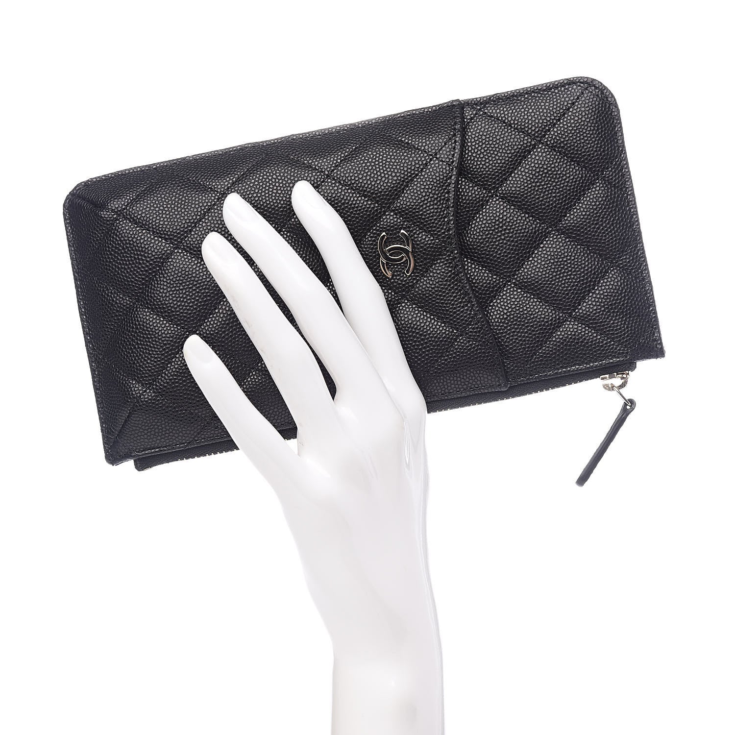 Chanel Caviar Quilted Classic Flat Wallet Pouch Black 2 of 8