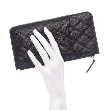 Chanel Caviar Quilted Classic Flat Wallet Pouch Black 2 of 8
