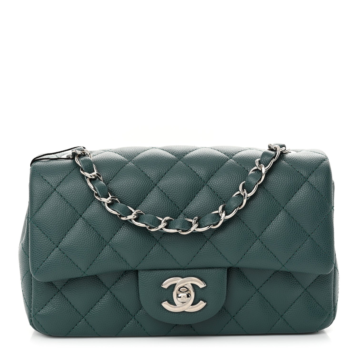 Chanel Caviar Quilted Mini Rectangular Flap Dark Turquoise 1 of 10