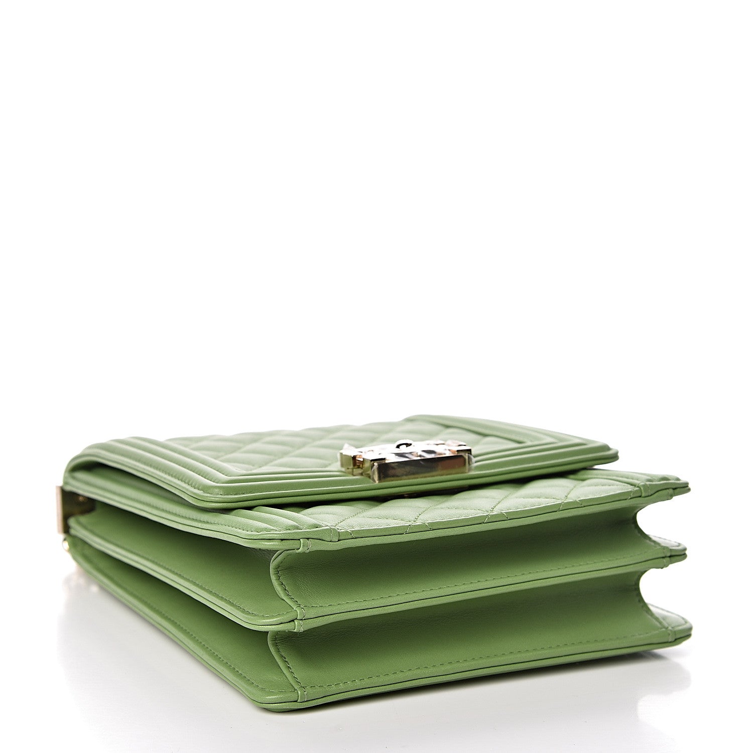 Chanel Calfskin Quilted North South Boy Flap Green 4 of 10