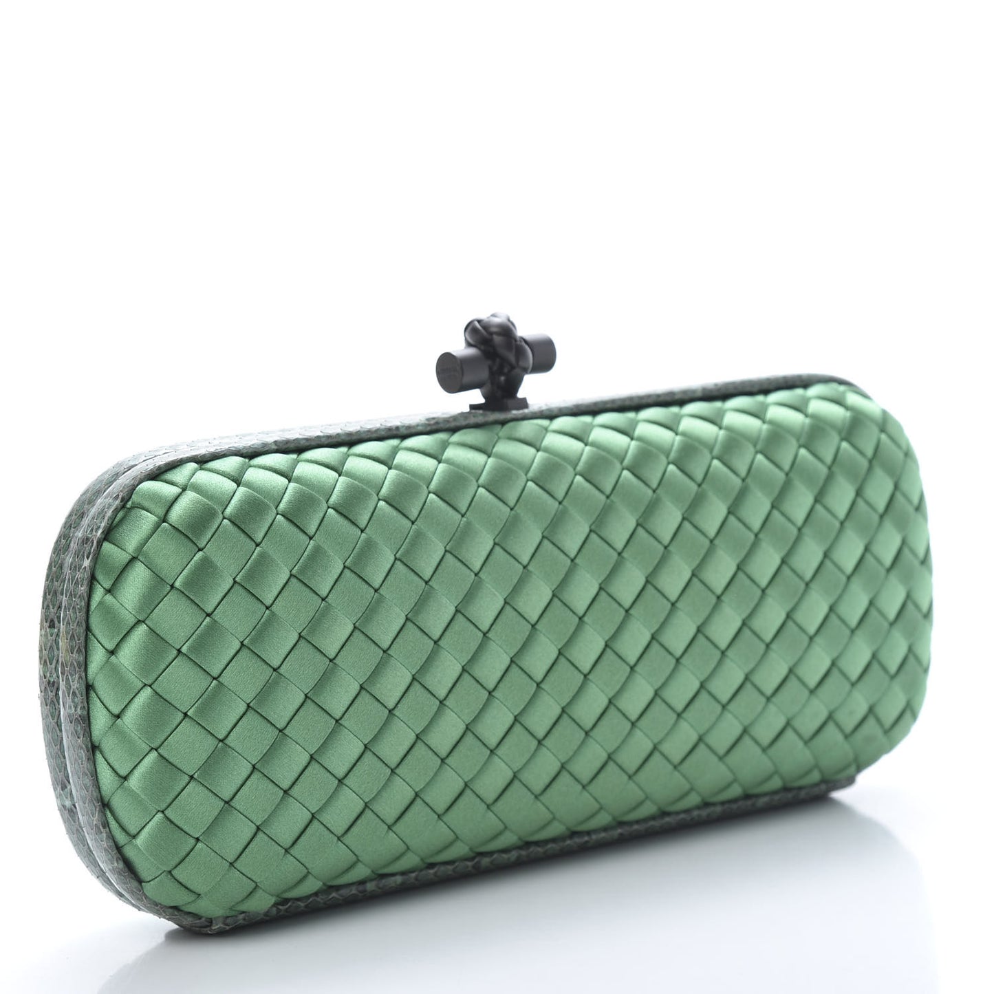 Satin Intreccio Impero Ayers Stretch Knot Clutch Emerald