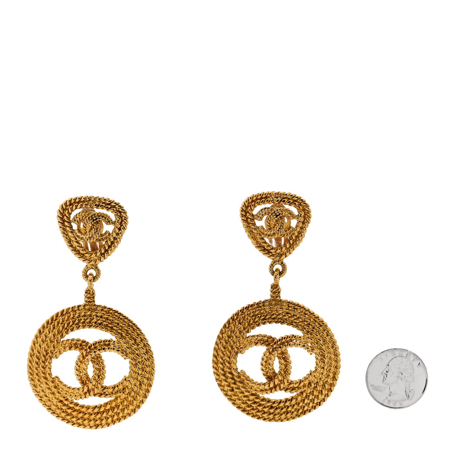 Chanel Medals CC Drop Clip On Earrings Gold 2 of 4