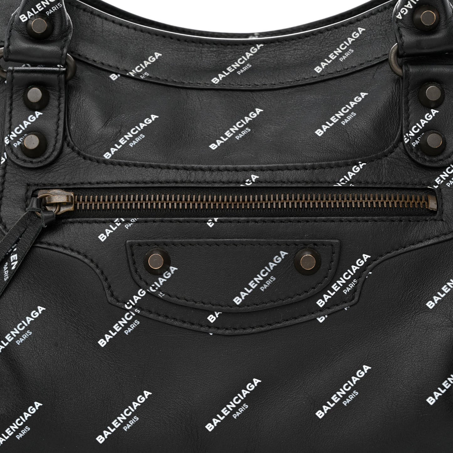 Veau Allover Logo Classic Hardware City Black White