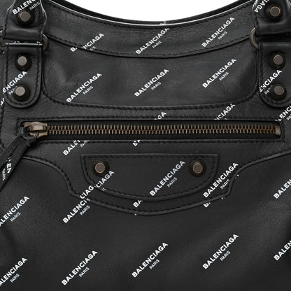 Balenciaga Veau Allover Logo Classic Hardware City Black White 8 of 11