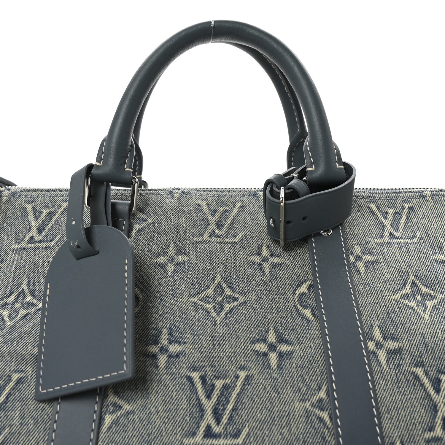 Louis Vuitton Monogram Washed Denim Keepall Bandouliere 50 Blue