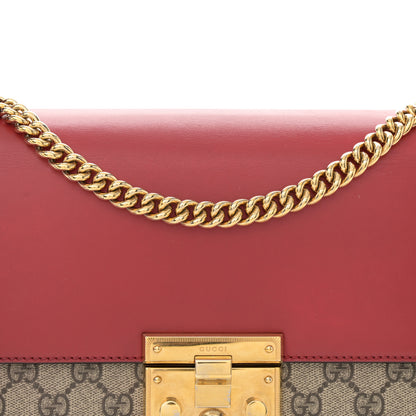 Gucci GG Supreme Monogram Calfskin Medium Padlock Shoulder Bag Beige Hibiscus Red New Rosette 8 of 14