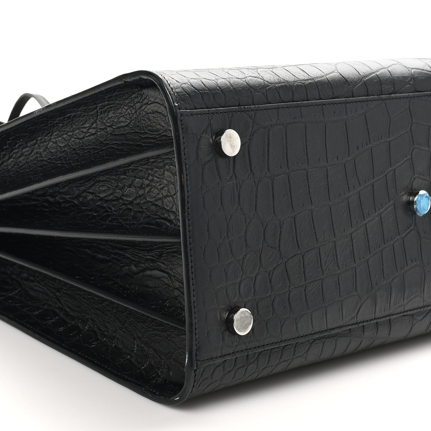 Saint Laurent Calfskin Crocodile Embossed Small Sac de Jour Black 9 of 11