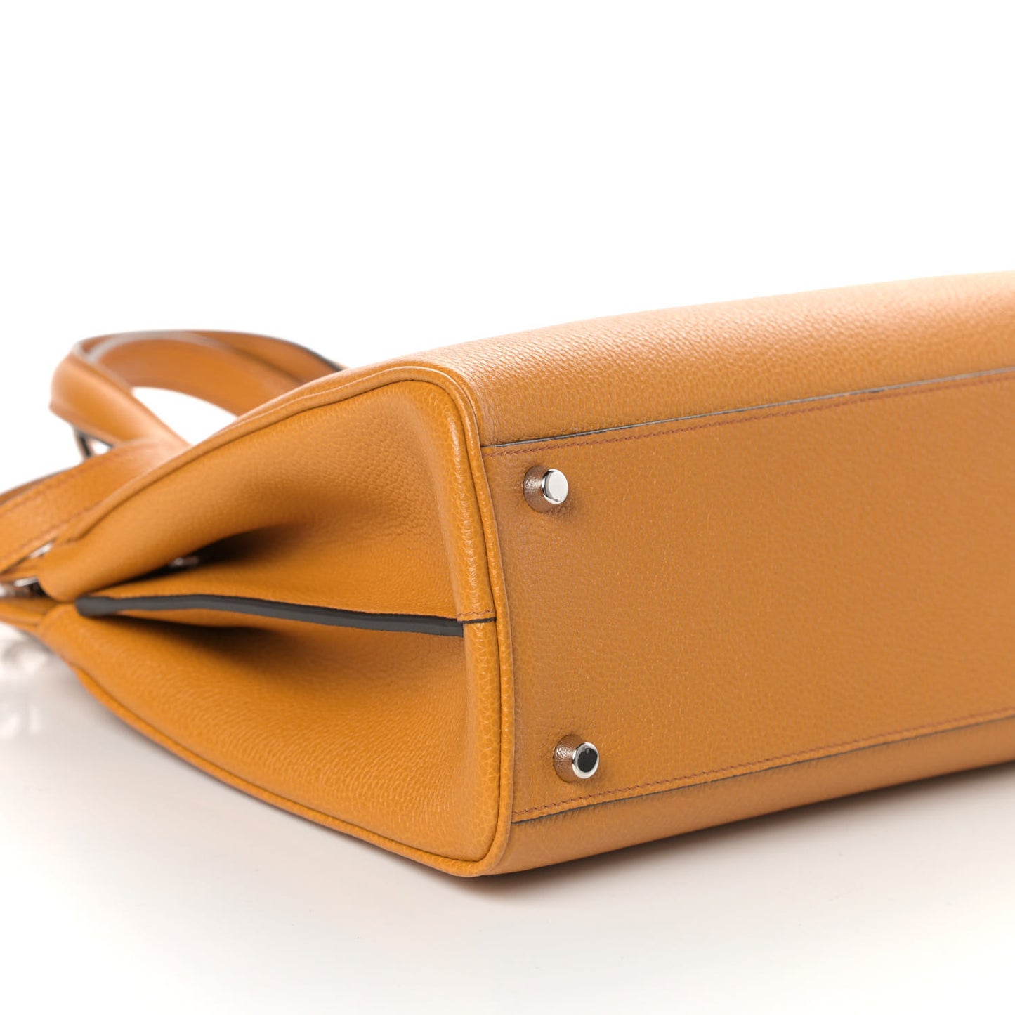 Posillipo Grain Calfskin Small Zumi Top Handle Bag Sun Oil