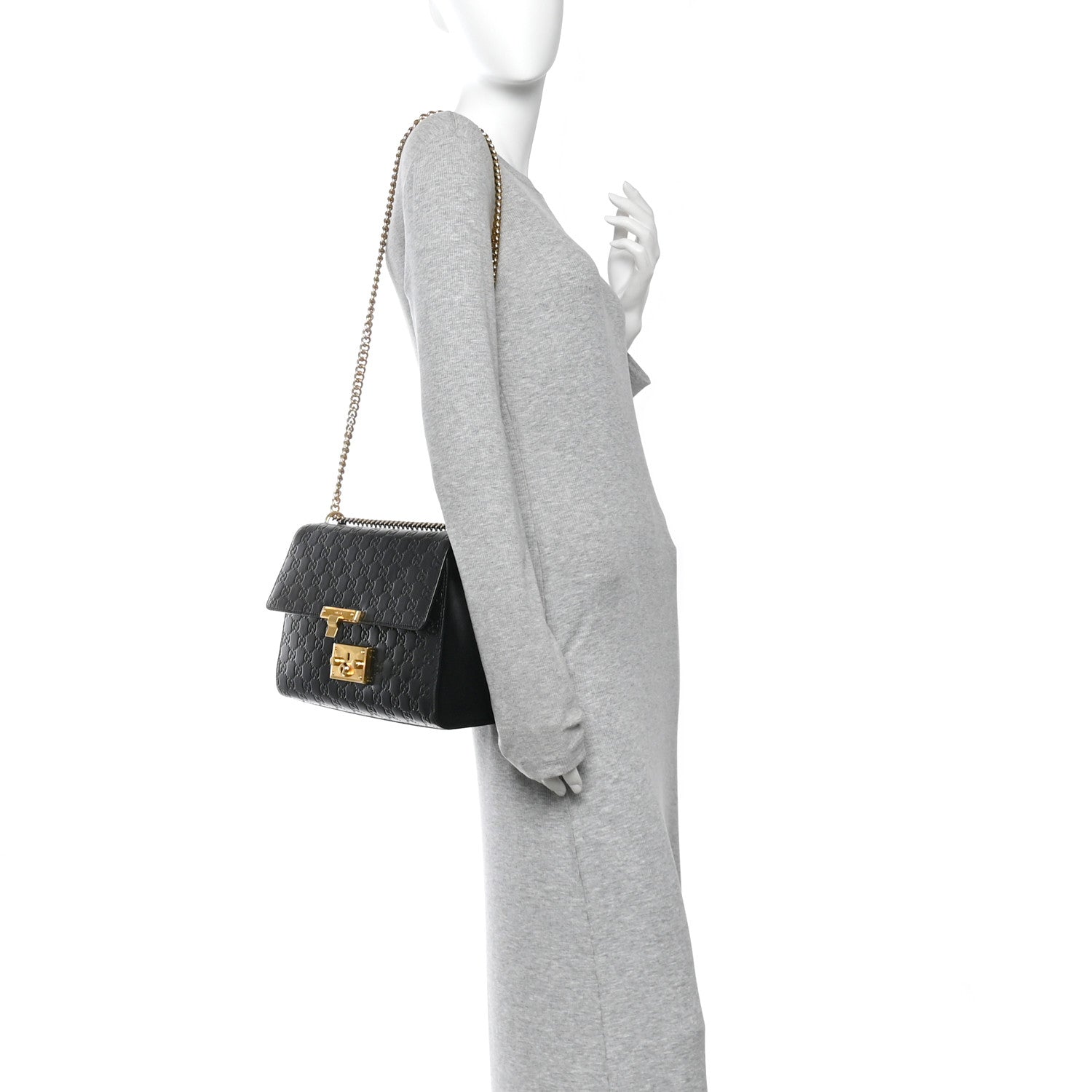 Gucci Guccissima Medium Padlock Shoulder Bag Black 2 of 14
