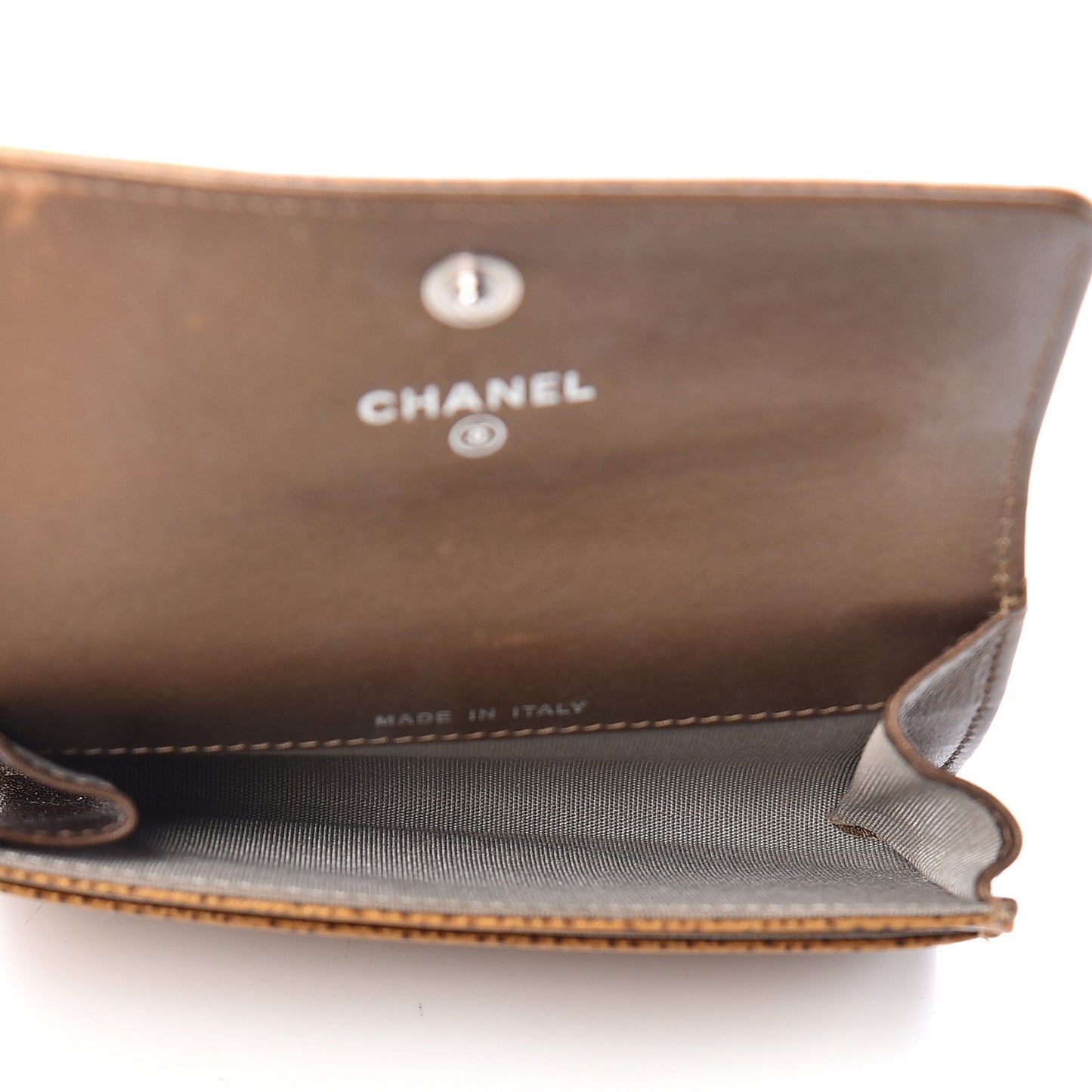 Metallic Caviar CC Timeless Card Holder Dark Gold