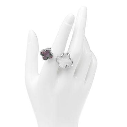 Van Cleef & Arpels 18K White Gold Mother of Pearl Magic Alhambra Between the Finger Ring 54 6.75 2 of 5