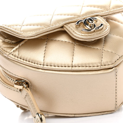 Chanel Metallic Lambskin Quilted CC In Love Heart Waist Belt Bag With Chain Gold 9 of 11