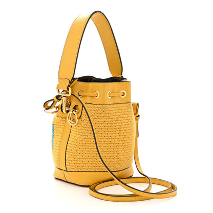 Fendi Crochet Vitello King F is Fendi Logo Woven Mini Mon Tresor Bucket Bag Mimosa Cyber Blue 3 of 12