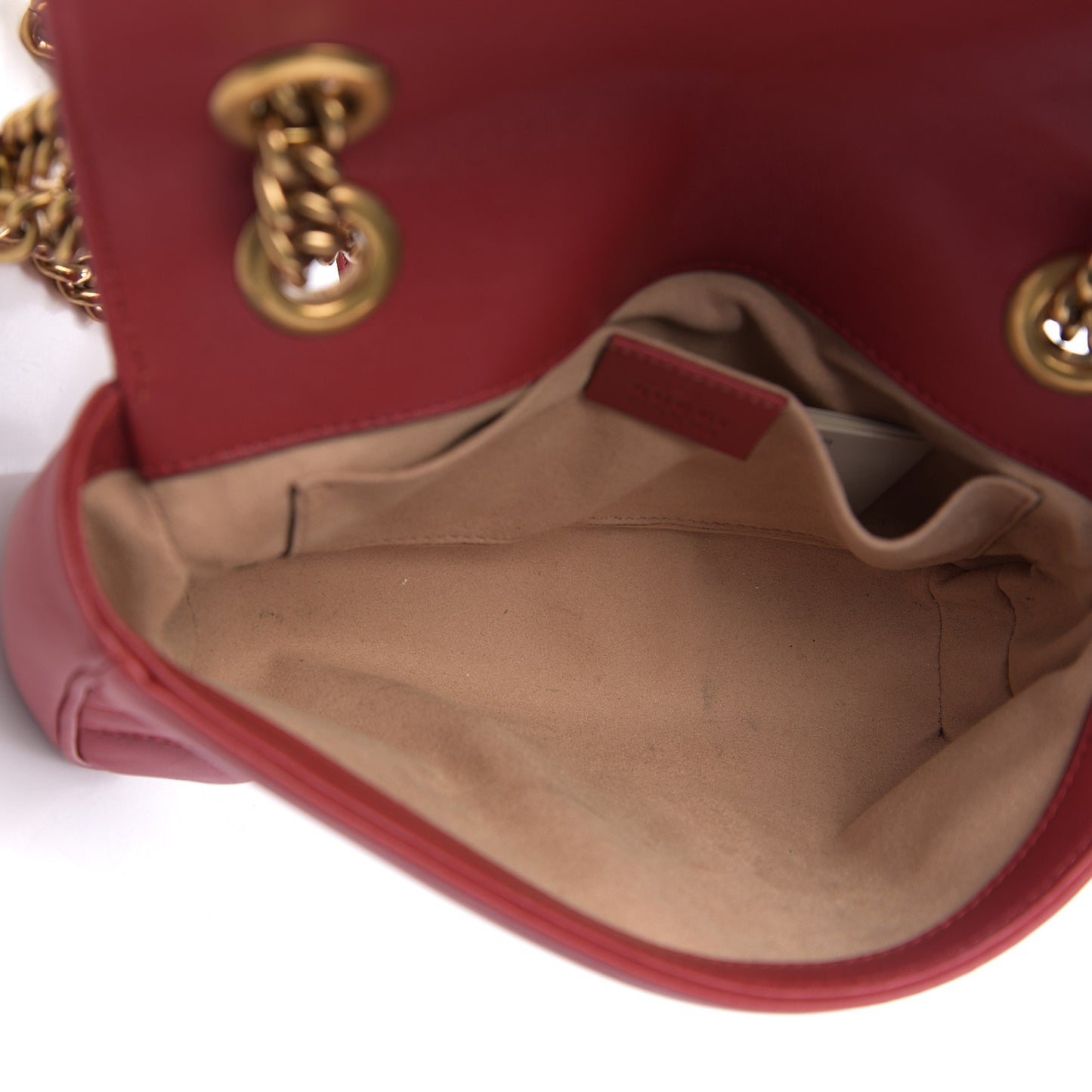 Calfskin Matelasse Mini GG Marmont Shoulder Bag Hibiscus Red